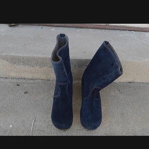 Sanita Blue Suede Clog Boots Size 8